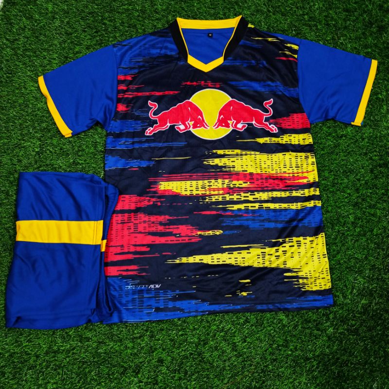 JERSEY PRINTING POLOS NON APPAREL MODEL JERSEY BOLA RB LEIPZIG AWAY 2021 2022 BIRU KUNING TERLARIS