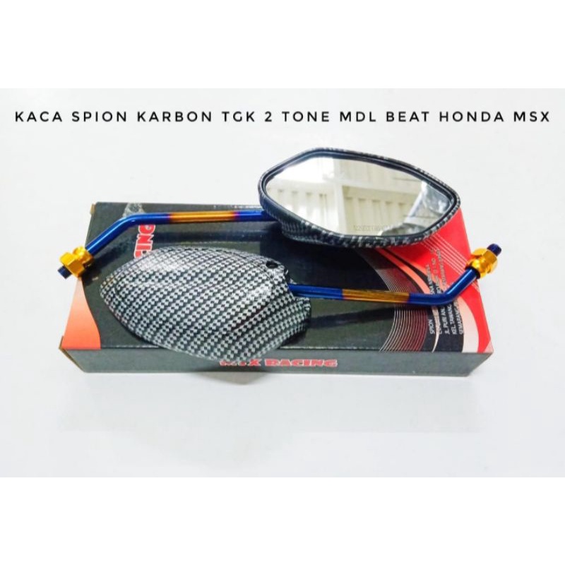 Spion Karbon 2tone tangkai panjang BEAT Honda