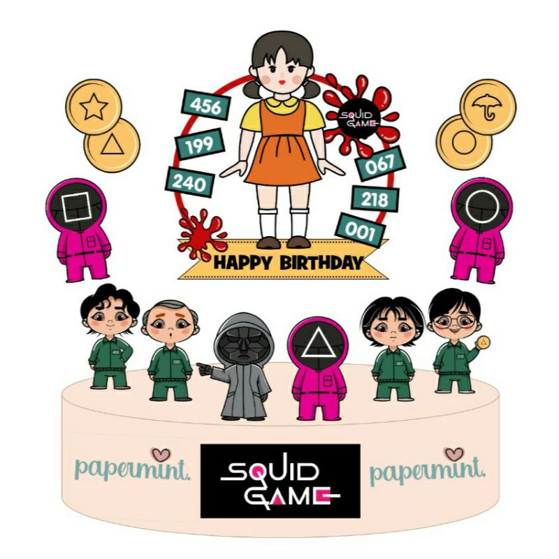 

Cake Topper Hiasan Kue Squid game