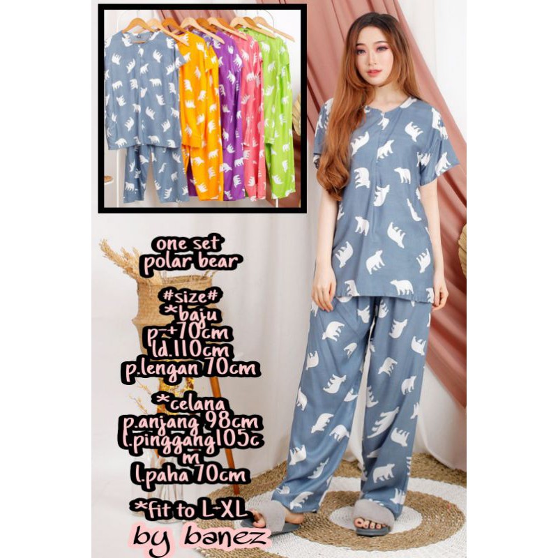 one set polarbear by banez ECER GROSIR TERMURAH SEINDONESIA piyama busui friendly setcel best seller