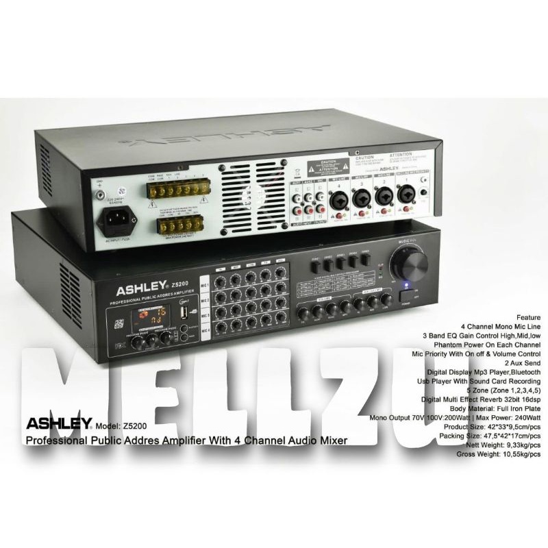 Amplifier Mixer Ashley Z5200 Original 4 Channel Amplifier Z 5200