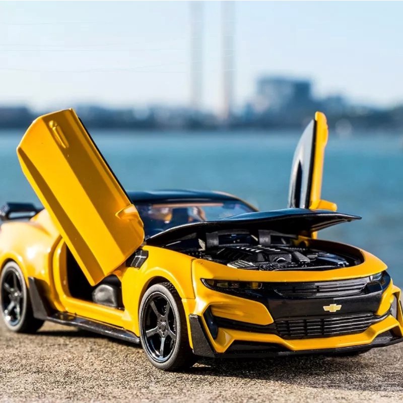 DIECAST Mobil Chevrolet Camaro Transformer Skala 1:32 Miniauto Original Top Model Metal Collection