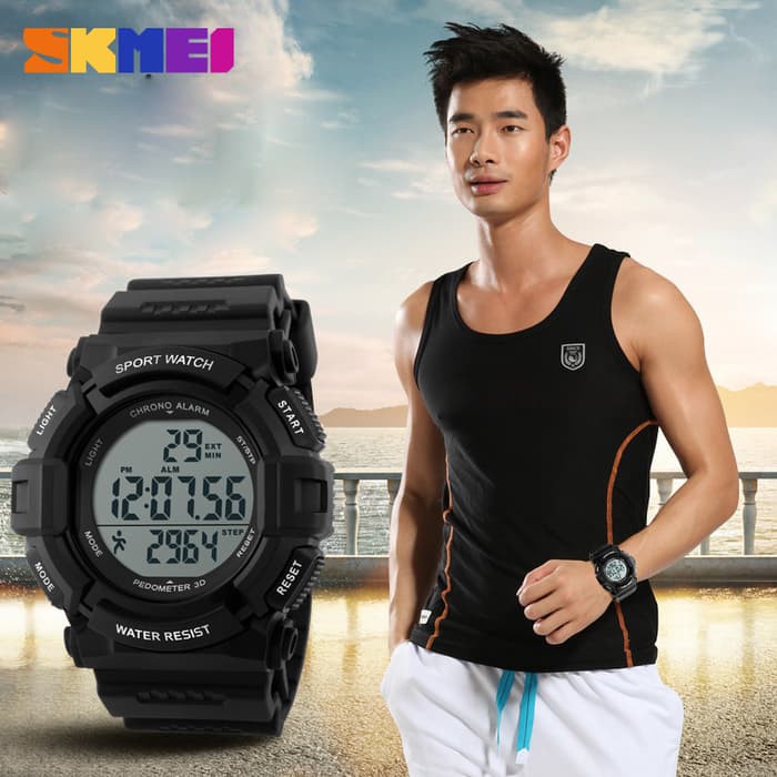 SKMEI Pedometer Sport Jam tangan 1116 Original WR 50M - Black