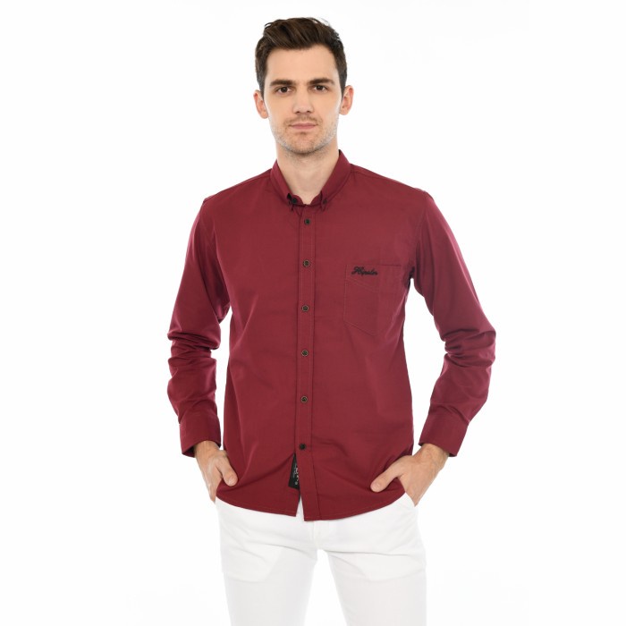 HIPSTER Kemeja Pria Lengan Panjang Polos Original Warna Merah Maroon