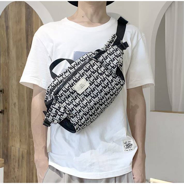 WAISTBAG FEAR OF GOD / TAS PINGGANG Fear Of God | Tas Hitam Putih | Waistbag Fear Of God