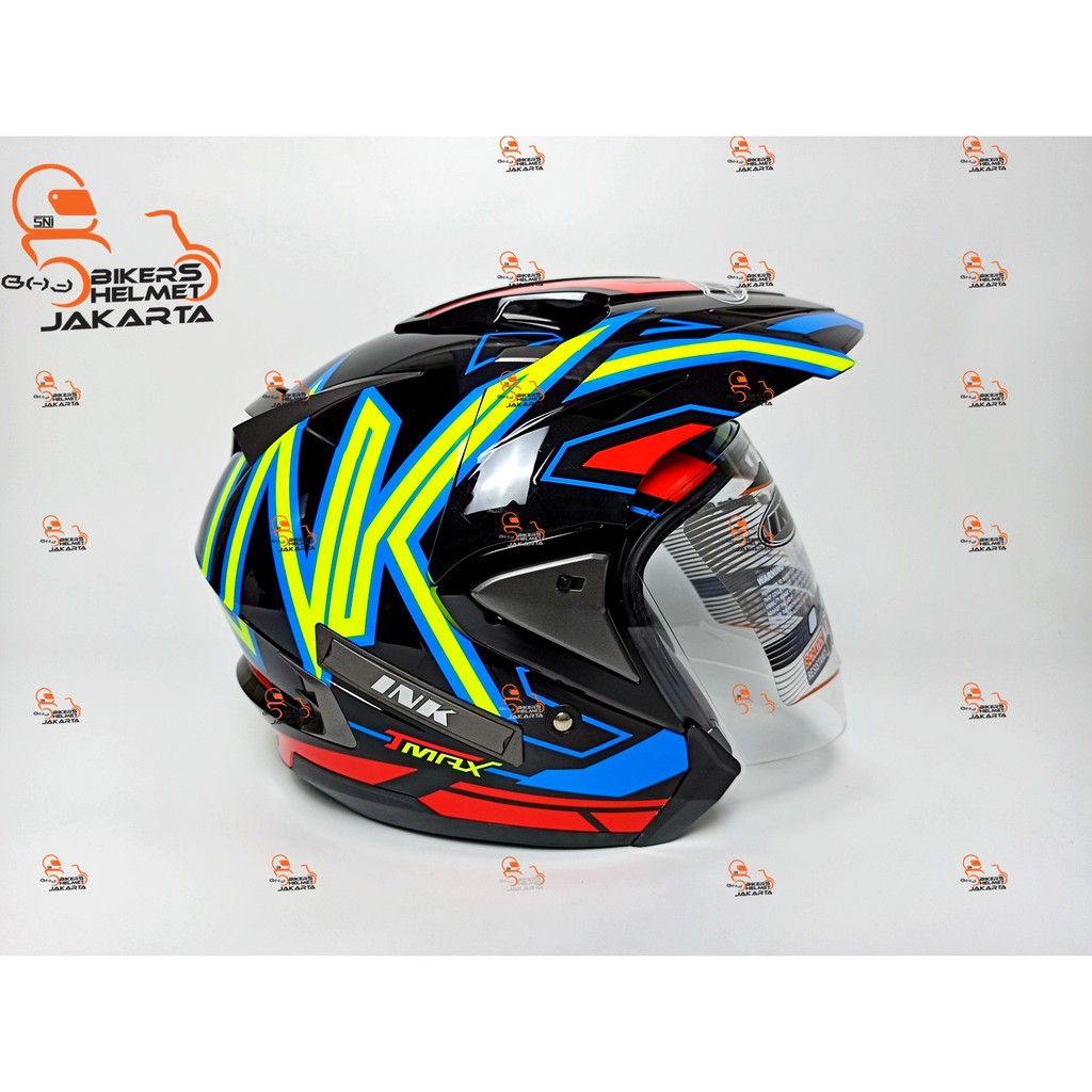 INK HELM T MAX MOTIF 1 BLACK YELLOW FLUO RED FLUO FULL FACE