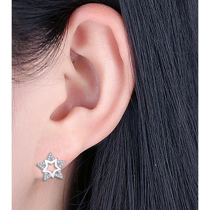 925 Perak Lucu Anting-Anting Anting-Anting Gaya Korea Wanita Mutiara Lima Menunjuk Bintang Kepingan Salju Sayap Fashion Ornamen