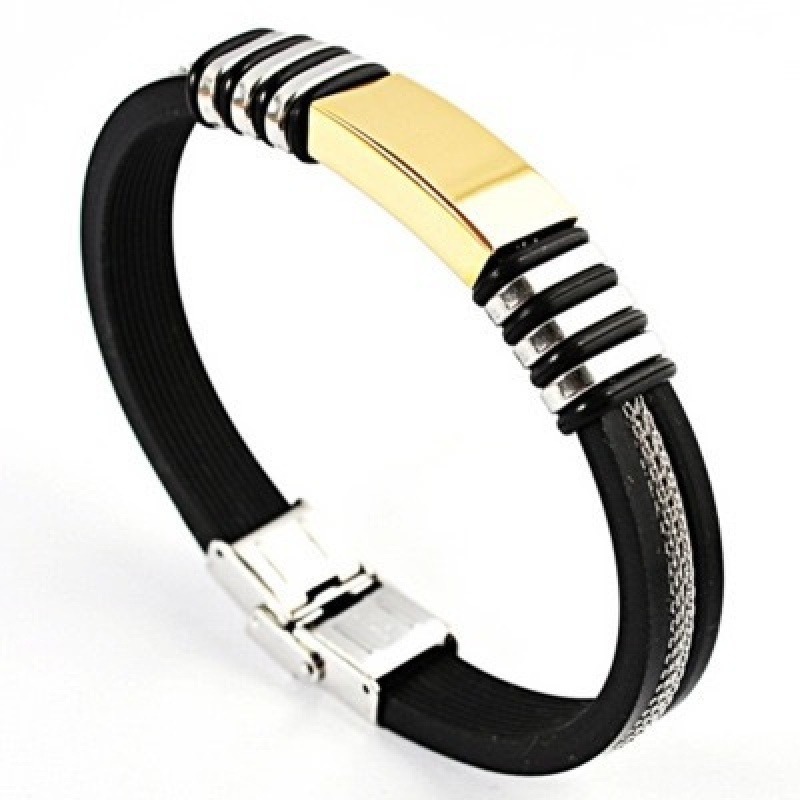 [Z H Jewelry] Hip Hop Rock Retro Pria Fashion Gelang Silikon Anti Karat Aksesoris Perhiasan Pesta