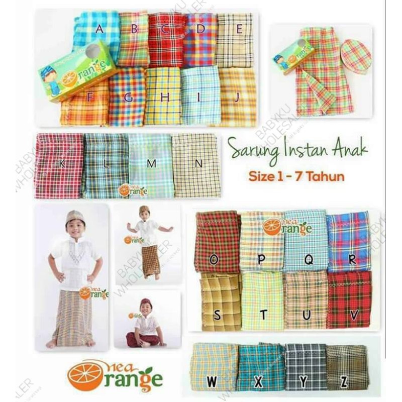 SARUNG ANAK INSTAN ORANGE + PECI