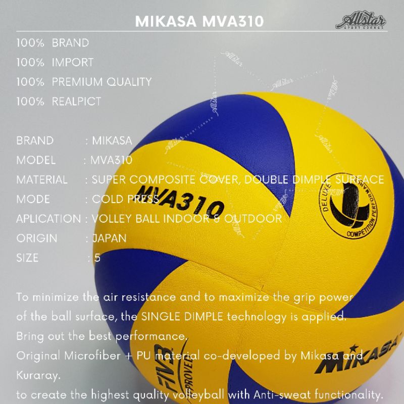 Bola Voli Volly Voly  MIKASA MVA310  original Import Size 5