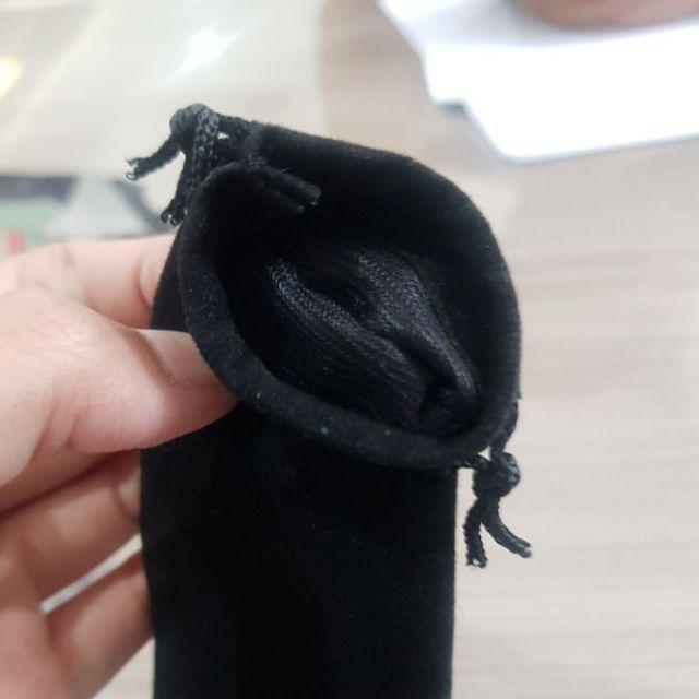 Pouch Kantong Serut Aksesoris / Sedotan Stainless / Kacamata Bahan Bludru Blacu Kanvas Custom Size