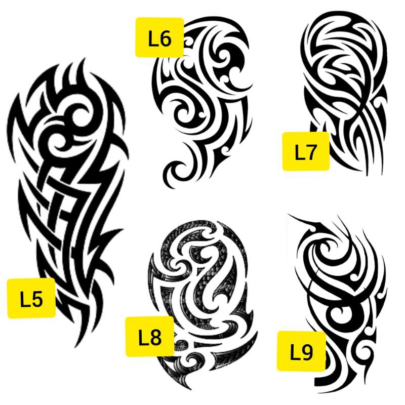 Tato Temporer Tribal Tato simple tato pria Tato setengah lengan Stiker Tato Minimalis - L