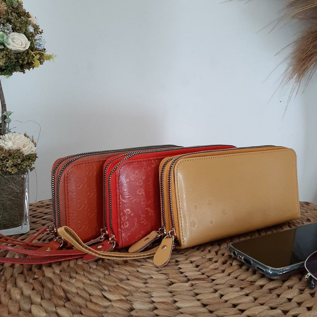 DOMPET WANITA KULIT ASLI PREMIUM BANYAK KARTU DIMENSI 21 x 11 x 3,5 CM