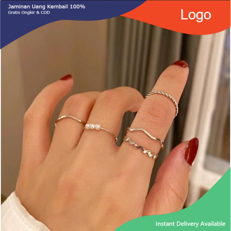 5pcs Cincin/Set cincin OOTD / Cincin aesthetic Korea wanita goodmoodgoodthings