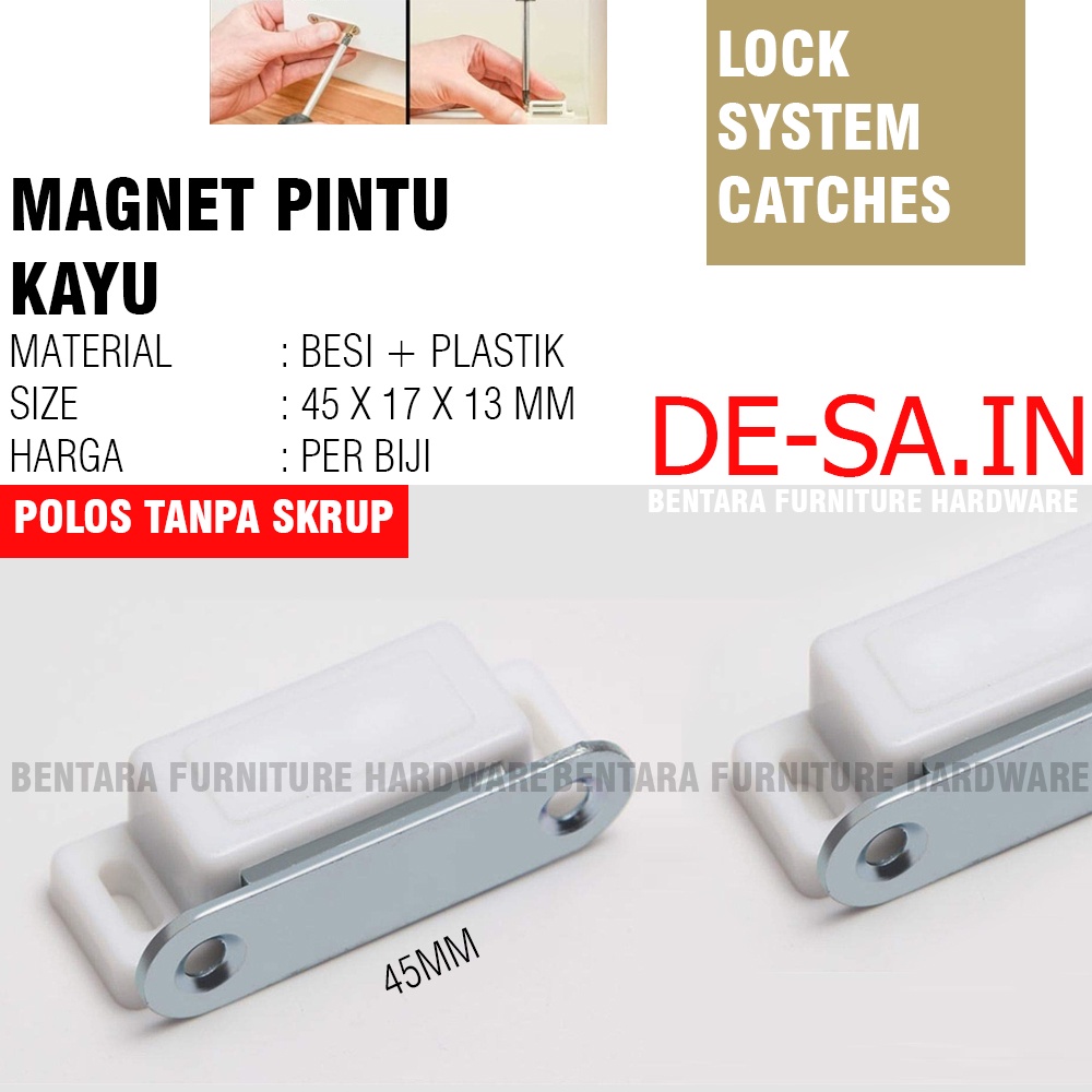 4.5 CM KECES MAGNET PINTU KAYU KECIL - SMALL DOOR MAGNETIC WOOD CABINET CATCHES PUTIH COKLAT WHITE BROWN