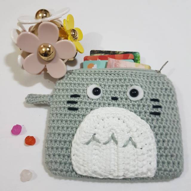 Dompet koin rajutan Totoro/dompet wanita/amigurumi/Totoro