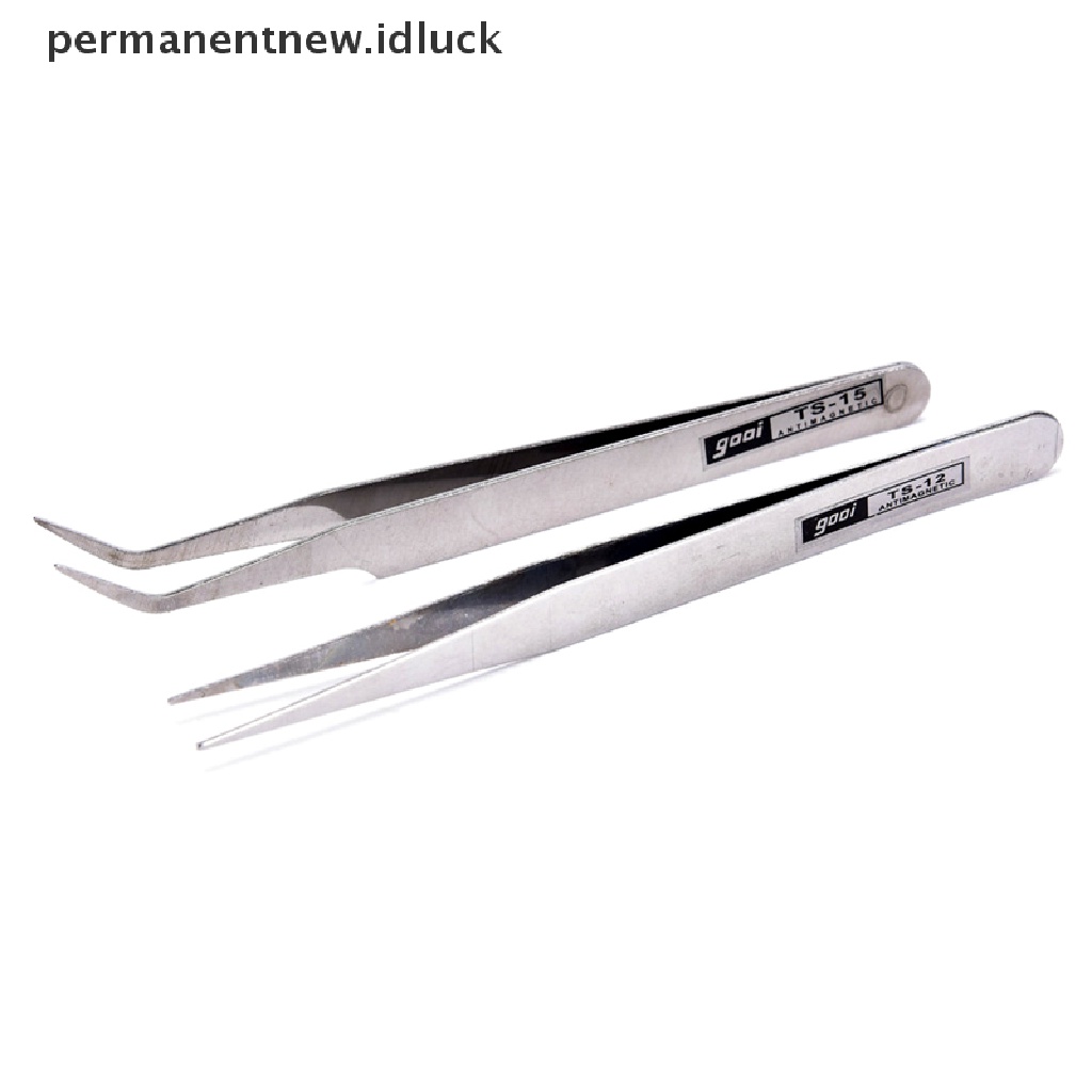 2 Pcs Pinset Pick Bulu Mata Bahan Stainless Steel Untuk Nail Art