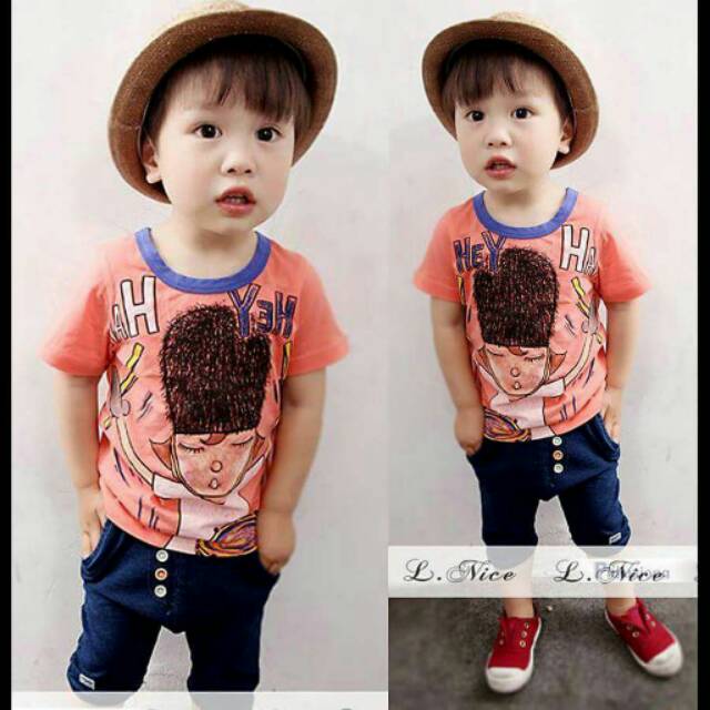 Setelan Anak Cowok Harry Beat The Sound With Hat Set 3in1 (TOPI, atasan,celana)