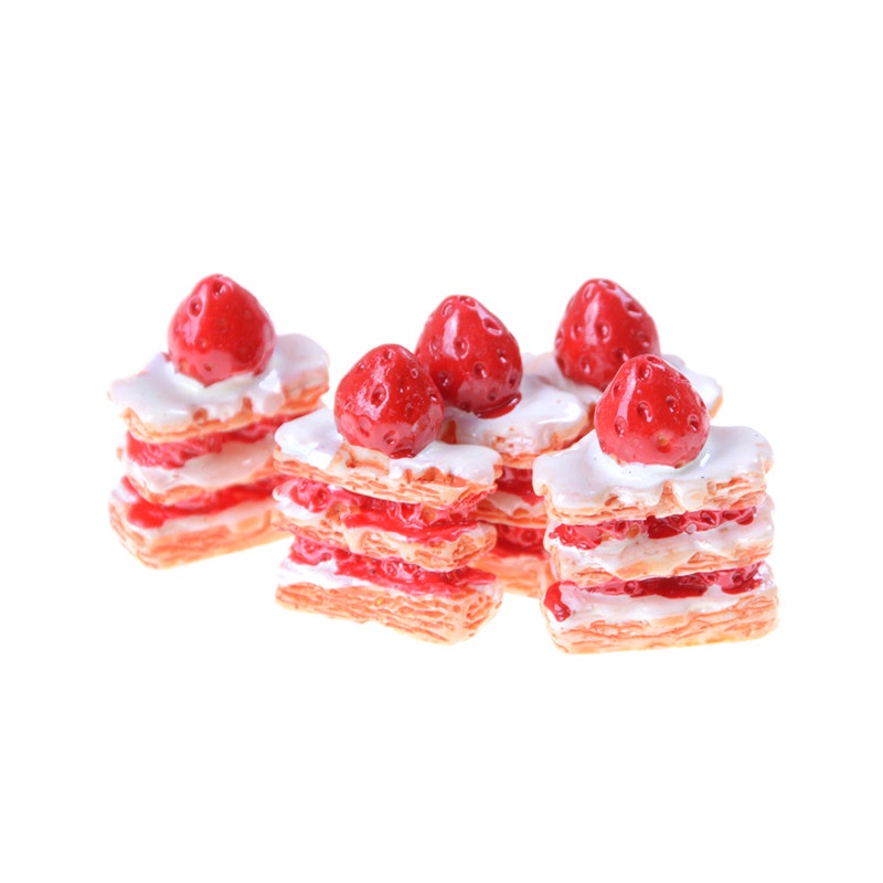 5pcs Miniatur Kue Krim Strawberry Untuk Rumah Boneka