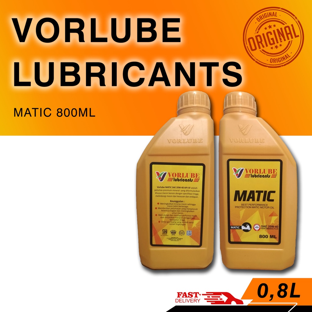 Vorlube Matic SAE 20W40/API-SF 0,8L SNI ( Oli Murah )