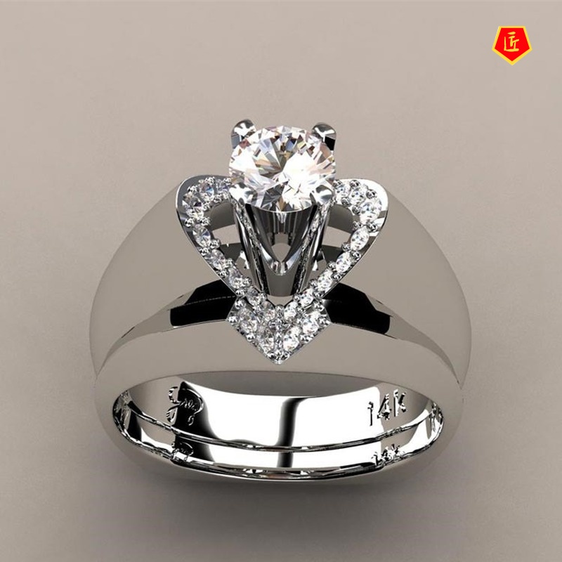 [Ready Stock]Creative Heart-Shaped Diamond Ring Female Fashion Personality