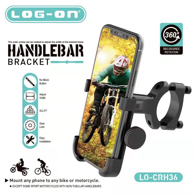 HOLDER HP SEPEDA &amp; MOTOR - STAND HP SEPEDA &amp; MOTOR LO-CRH36 LOG ON - HANDLEBAR BRACKET