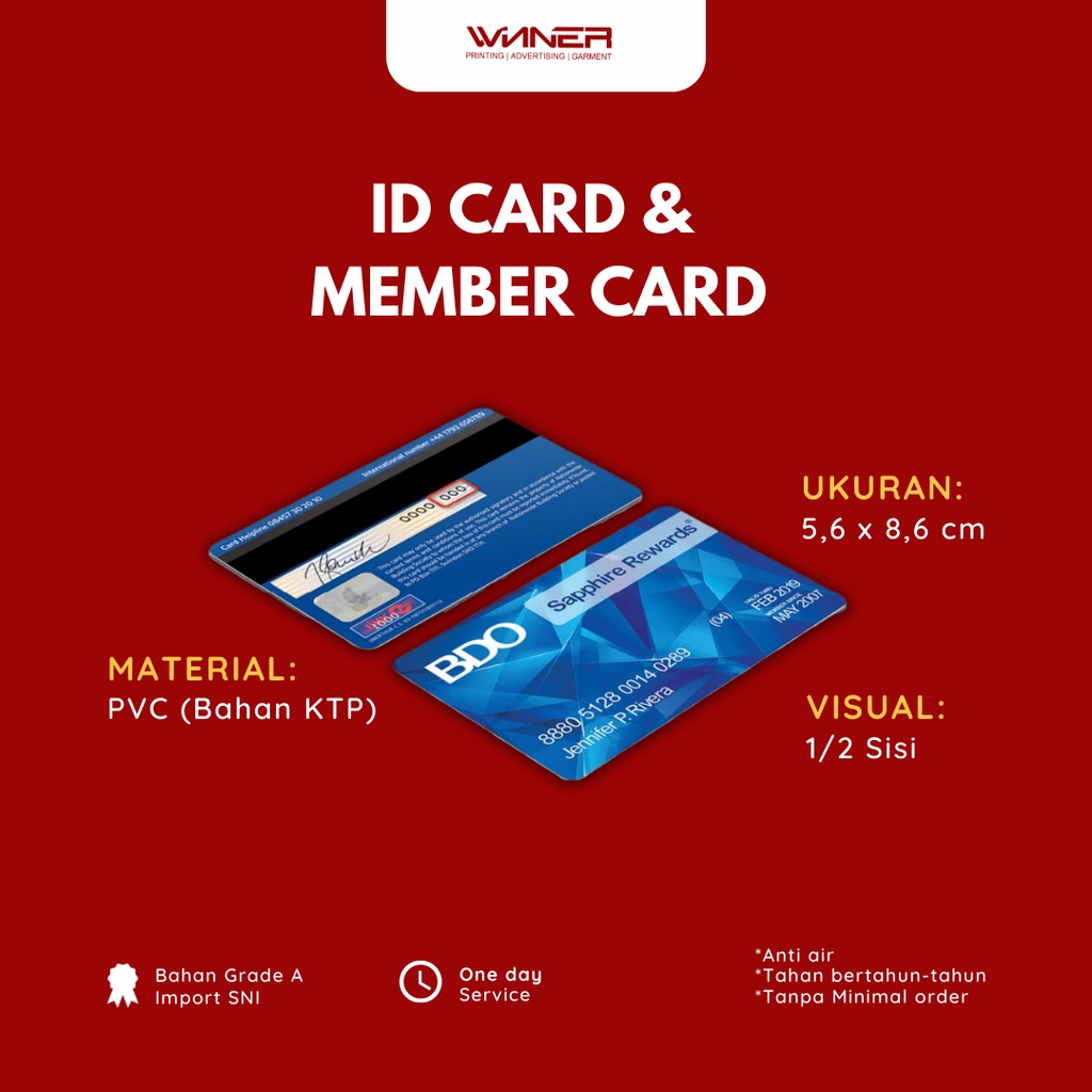 

WINNER Cetak ID Card PVC Premium Kartu Member / Kartu Anggota Pelajar Tanpa Minimal Order