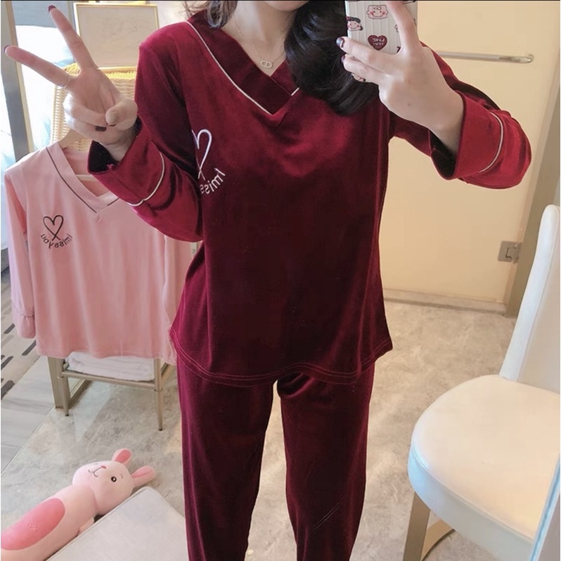 JC- Set Piyama Bulu Bludru PP / Piyama Kimono wanita terbaru / Stelan Bludru Premium import Murah-5