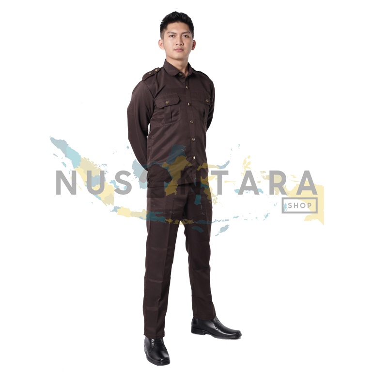 Seragam Safari Security Lengan Panjang Coklat Terbaru Baju Safari Satpam Bodyguard Supir