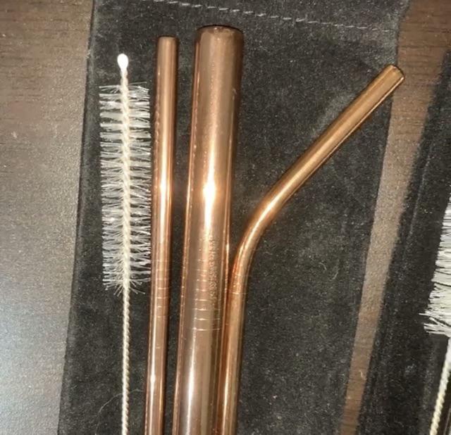 [deble] 5pcs/set Reusable Stainless Steel Straight Bent Drinking Straws Clean Brush