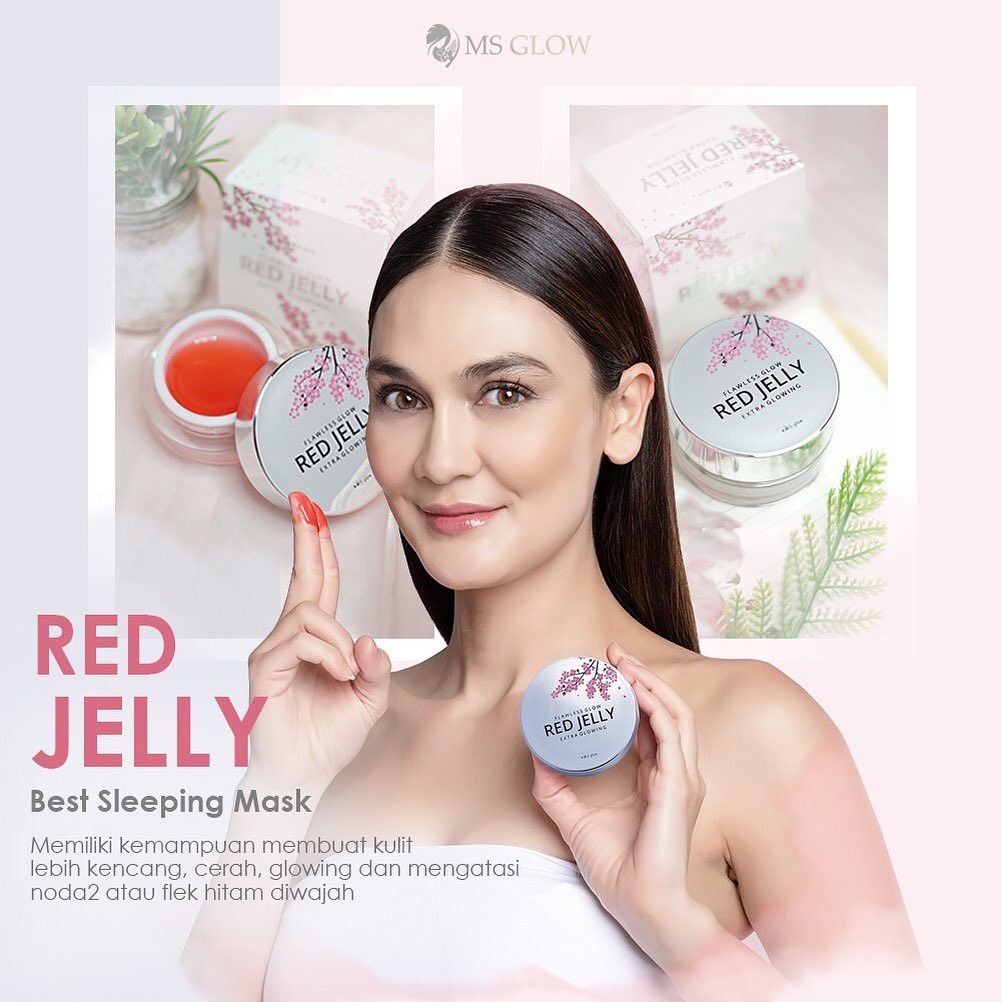 MS GLOW RED JELLY ORIGINAL FREE JJ GLOW / PAKET BODY MINI/ PENCERAH WAJAH, PEMBASMI JERAWAT, GLOWING