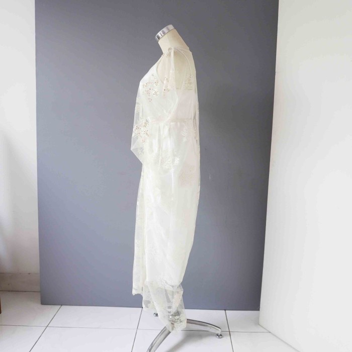 Hot Sale Kaftan Brokat Modern Putih Emas - L