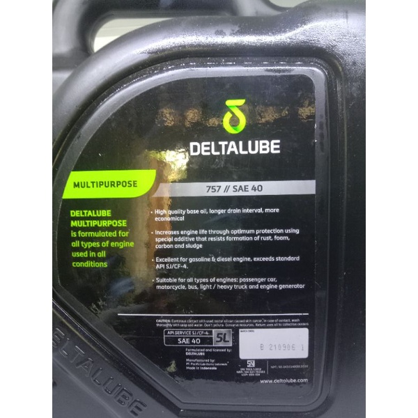 OLI MESIN DIESEL DELTALUBE MULTIPURPOSE 757 SAE 40 5L