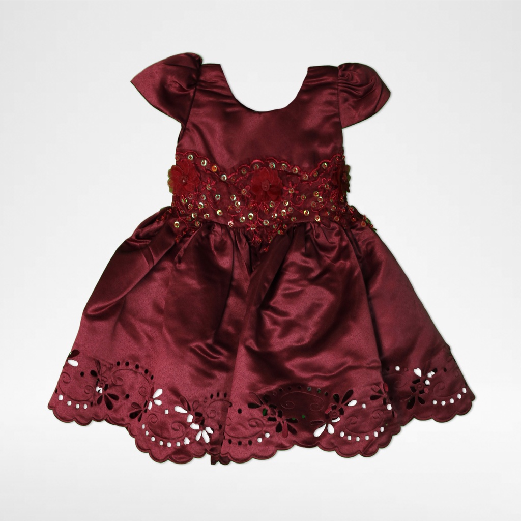 Vania Dress Anak Saten Dove Bunga Elegan 1678