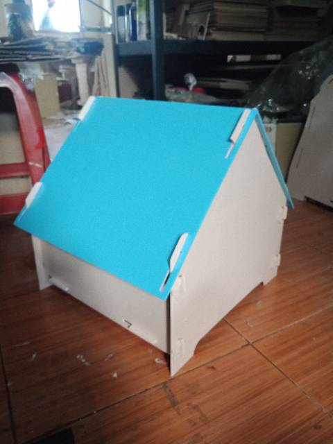 Kandang rumah Kucing Kayu Unik Bongkar pasang 3D Puzzle 40 cm 