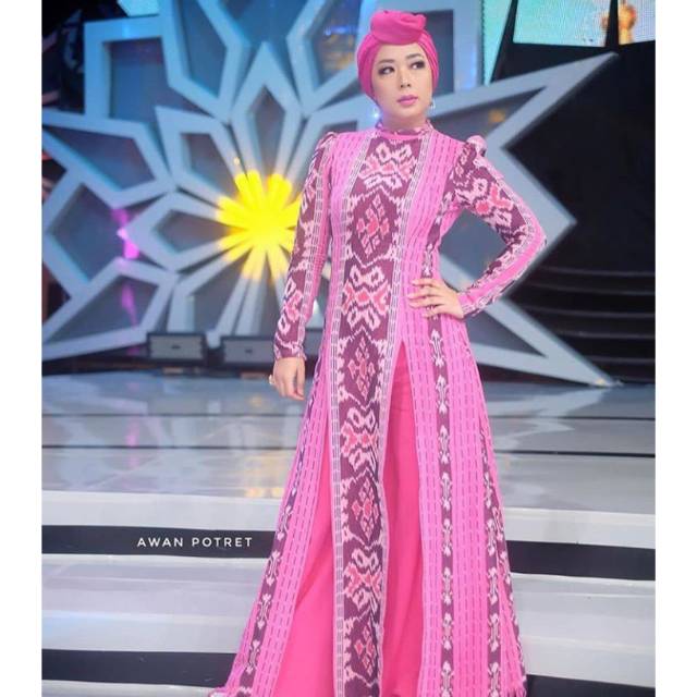 Gamis tenun pinky soimah premium