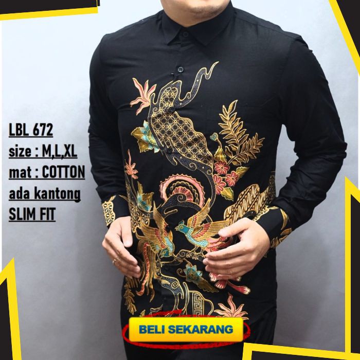 KEMEJA BATIK PRIA SLIM FIT HEM BATIK PRIA SLIM FIT ORIGINAL KATUN LUIGIBATANI LBL672