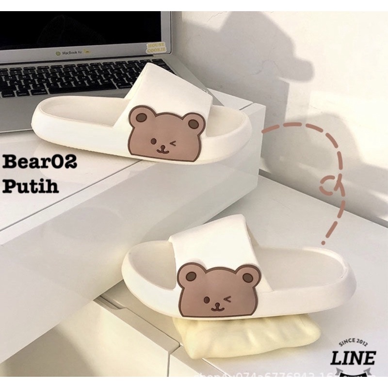 SANDAL RUMAH RUBBER KARET RUMAHAN OUTDOOR JALAN BERUANG BEAR TERBARU TINGGI ANTI LICIN BEAR02