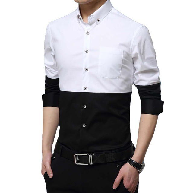 HEM ATASAN KEMEJA PRIA KASUAL WARNA WHITE PUTIH BAHAN KATUN STRETCH TEBAL LENGAN PANJANG IMPORT ASLI