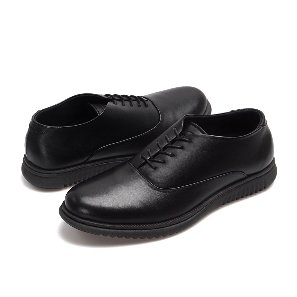 LONDON 2.0 FULL BLACK ORIGINAL x KENZIOS Sepatu Kulit Sapi Asli Hitam Pria Formal Pantofel Kerja Kantor Dinas Resmi Guru PNS Kantoran Pesta Undangan Wedding Kondangan Nikah Wisuda Casual Oxford Genuine Leather Footwear Big Size Jumbo Ukuran Besar 44 Keren