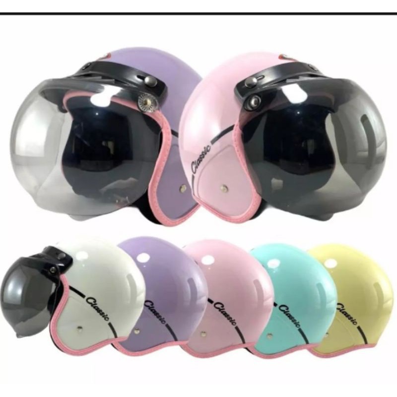 Helm Bogo wanita pastel Retro dewasa SNI