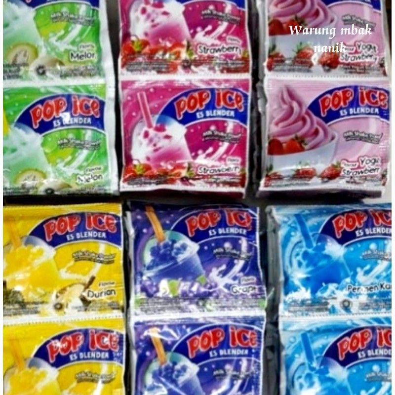 

minuman serbuk bubuk instan aneka rasa Pop Ice es blender isi 10pcs