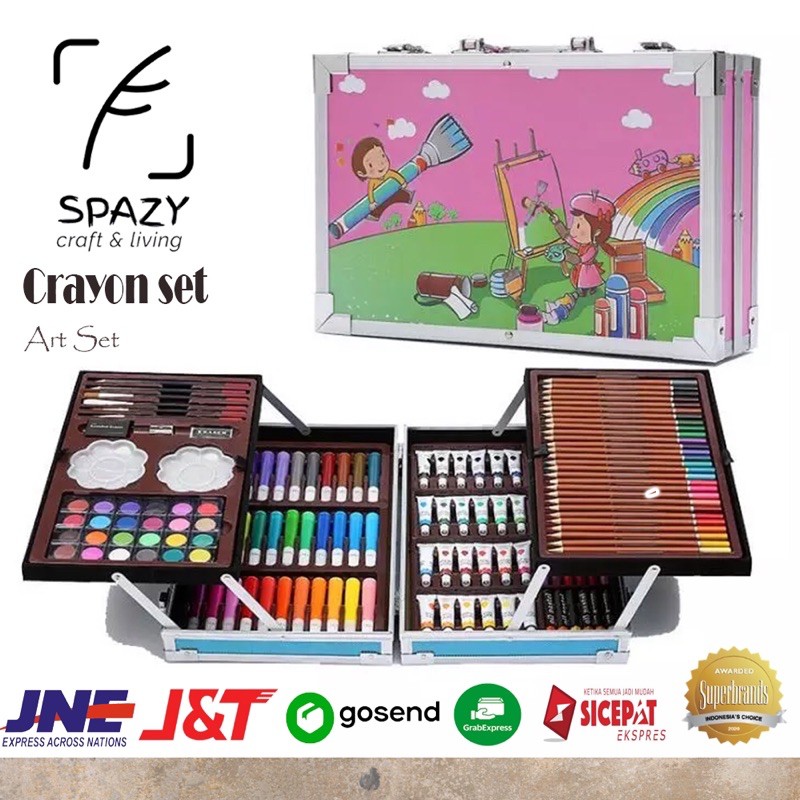 

Crayon Art set/Krayon anak/Alat Menggambar/Alat mewarnai/Koper Besi