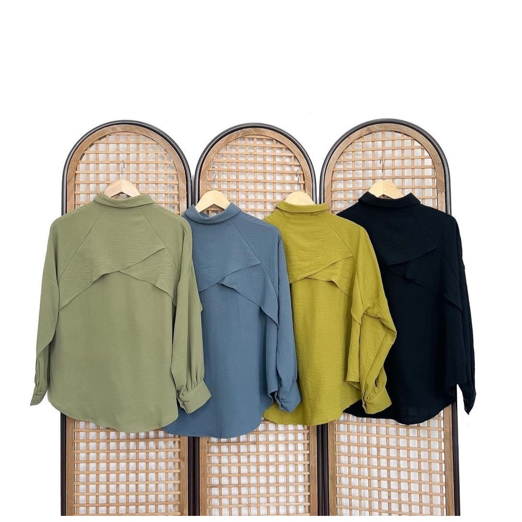 Mika Blouse Wanita Crincle / Atasan Polos Crincle