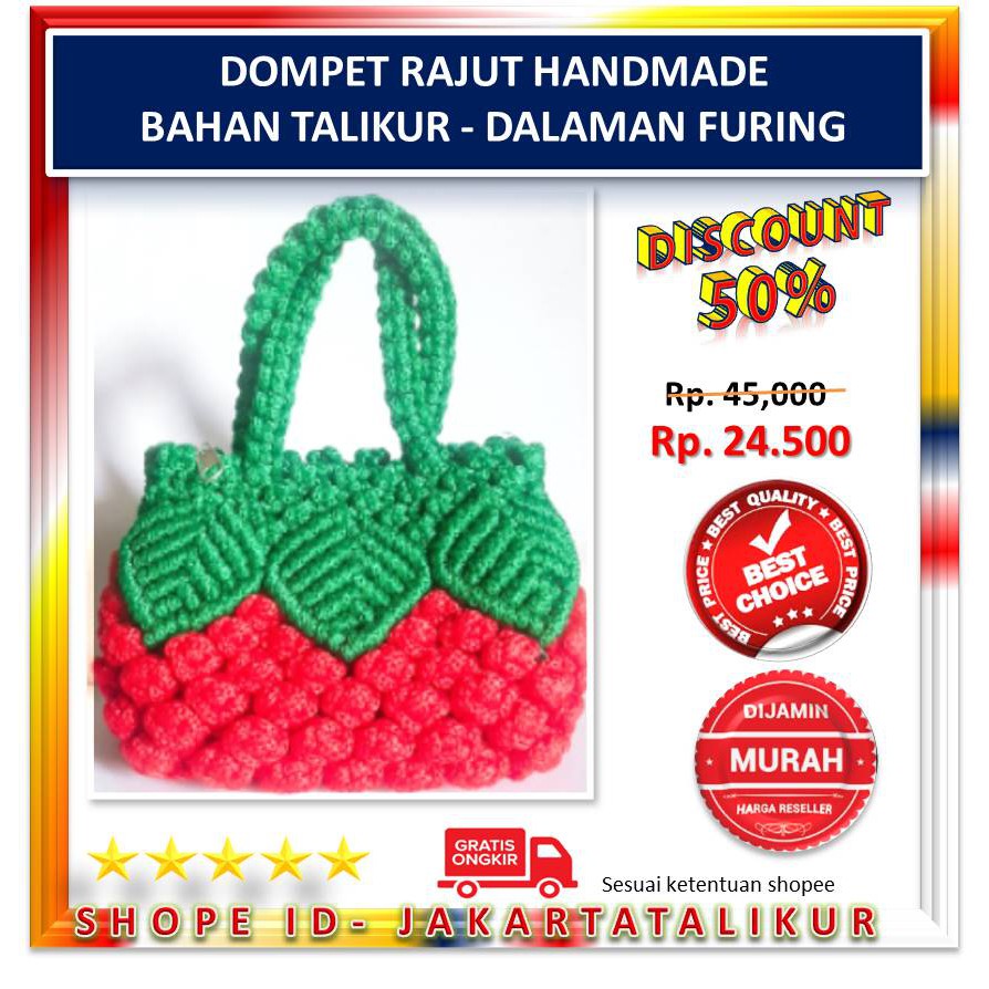 DOMPET RAJUT WANITA CANTIK/ DOMPET HANDMADE RAJUT WANITA/ DOMPET RAJUT TALI KUR / BEST QUALITY