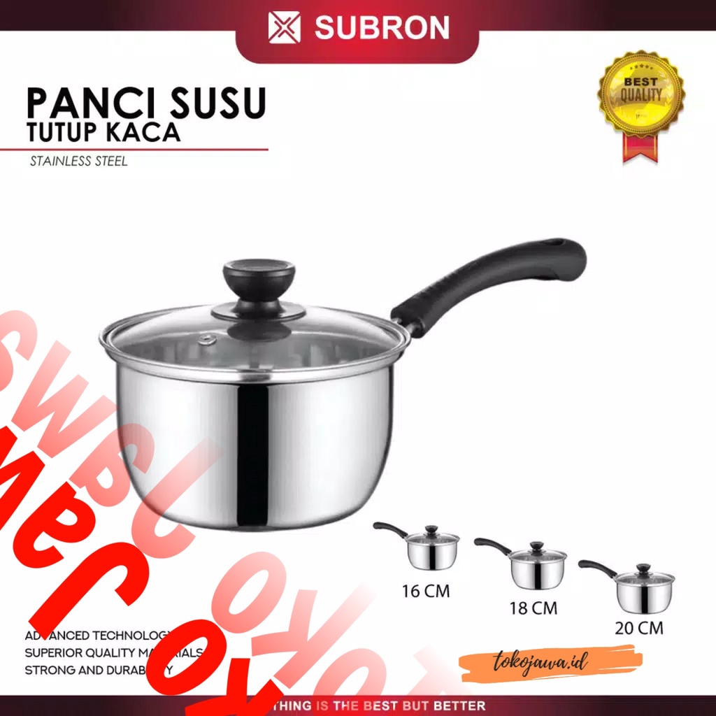 panci milk pot 16cm subron panci susu 18cm subron panci susu subron 20cm panci susu tutup kaca panci