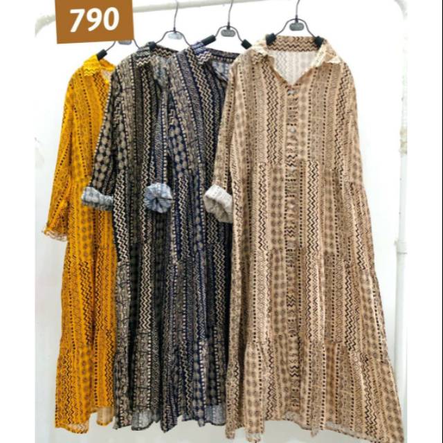 Tunik rayon motif salur bahan rayon super