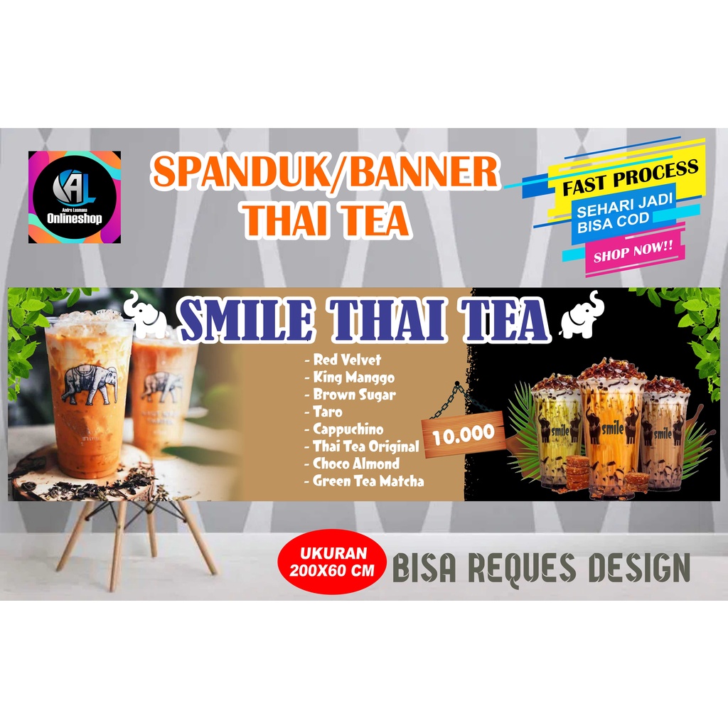 Spanduk, Banner Es Thai Tea (Model New)
