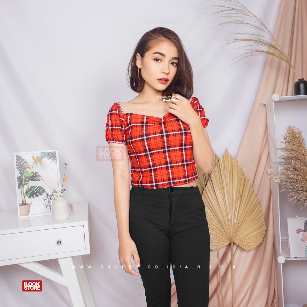 ilook | Calia Sabrina Crop | Atasan Wanita Crop Top - Fit to L