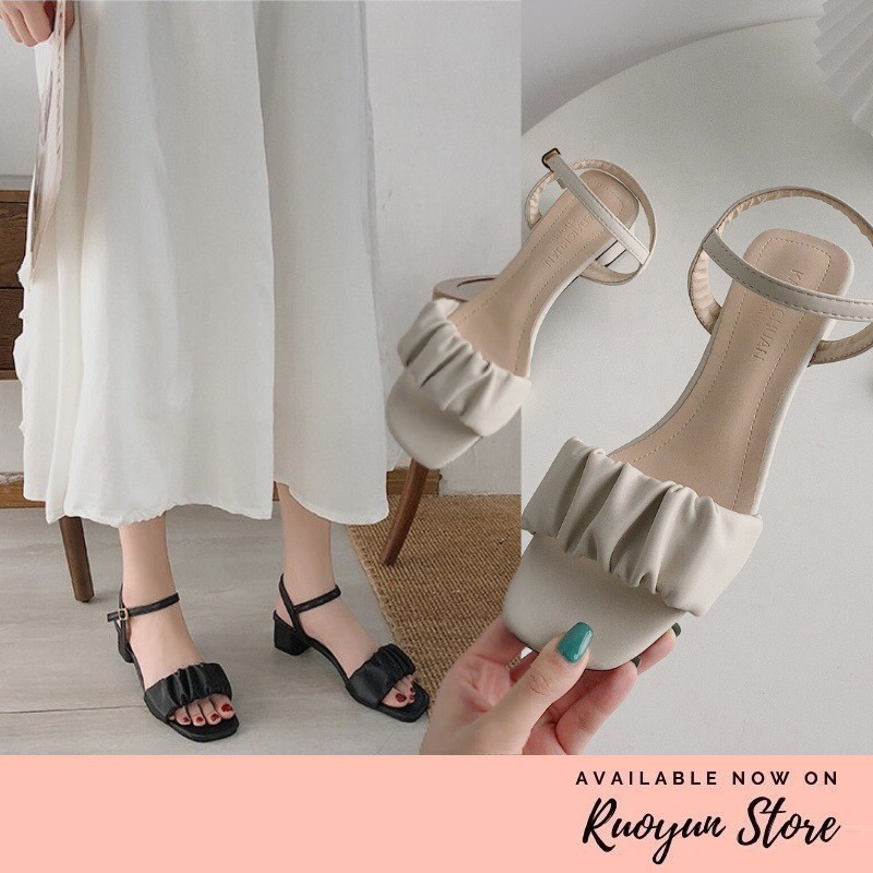 RYS - Ankle Strap Sepatu Hak Tali Casual Sehari Hari - Ori Import